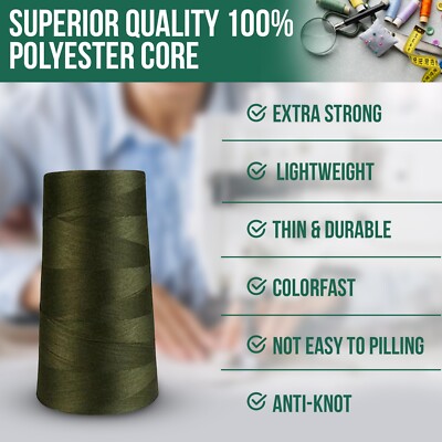 Sewing Thread 6000y 1 Spools Jean and Top Stitch, Polyester Heavy Weight Tex 80