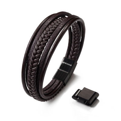 SERASAR, Lederarmband „Braid“ für Männer, Perfektes Geschenk für Vater