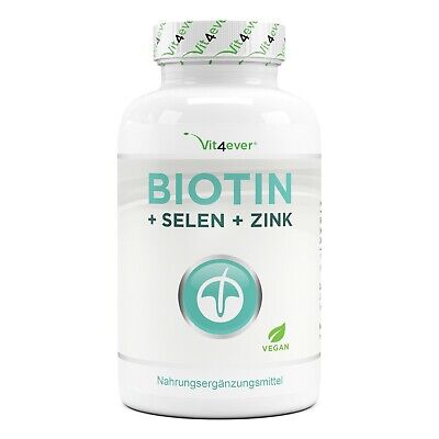 Biotin 10 mg + Selen + Zink - hochdosiert & vegan - Haut Haare Nägel