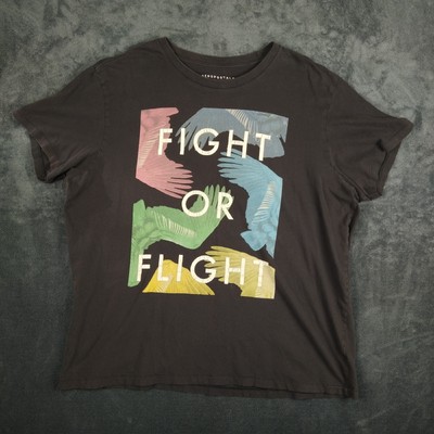 Fight Or Flight Single Stitch Womens Black Crew Neck Short Sleeve Shirt Size XL 
