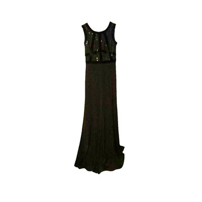 NWT $120 R&M Richards Sz 8 Black Formal Gown Velvet Sequins Goth Prom Elegant