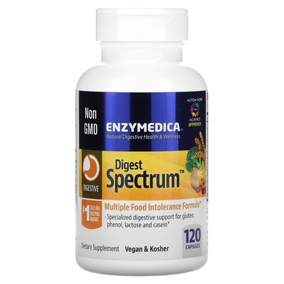 Enzymedica Digest Spectrum 120 капсул без казеина, без молочных продуктов, без яиц,