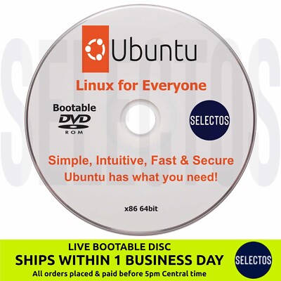 Ubuntu 22.10 Kinetic Kudo CD Bootable DISC Linux OS x86 64bit NEW & Adv. Users