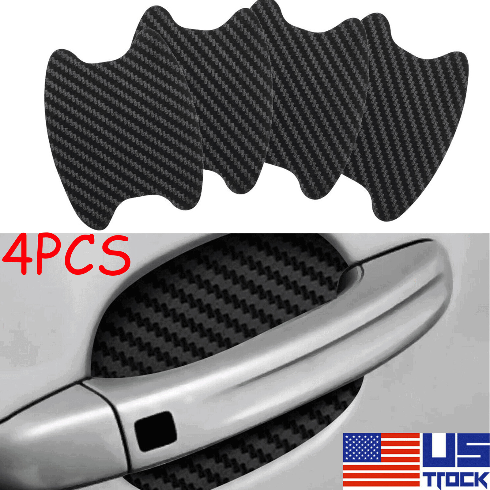 Carbon Fiber Car Door Handle Protector Film Anti-Scratch Stickers Accessories US