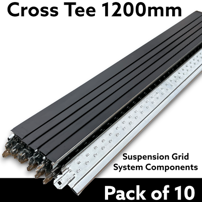 10x Black Cross Tee Section 1200mm x 24 Suspended Ceiling Grid System Component 