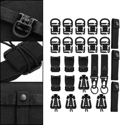 25Pcs Attachments for Molle Backpack Webbing Key Rings D- Clips
