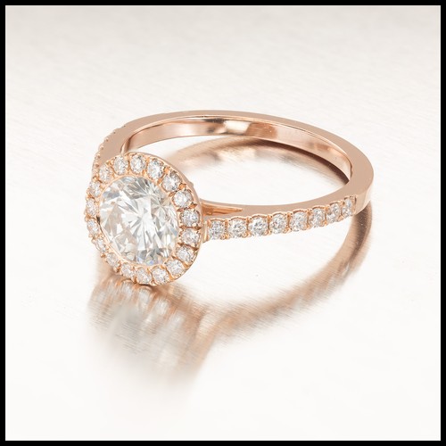 Peter Suchy Engagement Halo Design 1.06ct Diamond 18k Pink Gold Ring