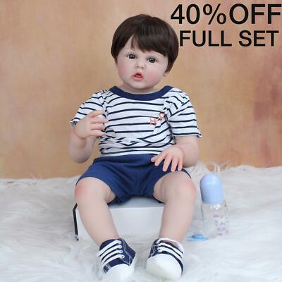 Newborn Realistic Baby Simulator Doll Lifelike Black Hair 60 CM Brown Eyes Cute