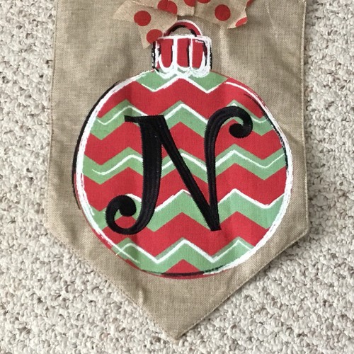 Burlap Christmas N Monogram Outdoor Garden Flag