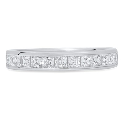 Pre-owned Pucci 2.2ct Princess Simulated Diamond Channel Set Stacking Band 14k White Real Gold In White/colorless
