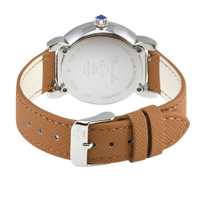 Pre-owned Gv2 By Gevril Women's 9860-v2 Marsala Vegan Mop Dial Swiss Quartz Diamond Watch