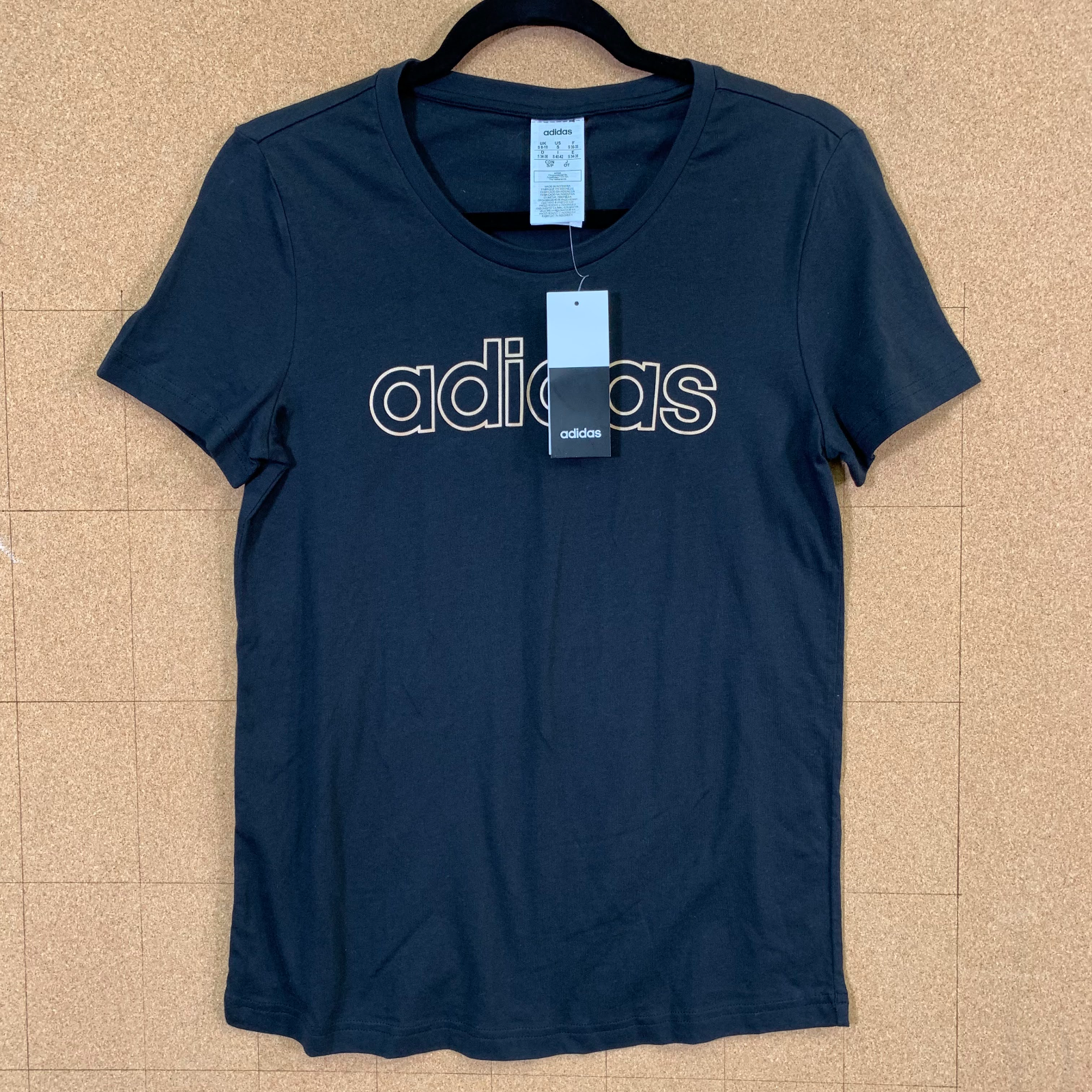 Adidas Black Gold Logo Women's Size Small TShirt NWD | eBay