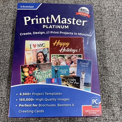 Print Master Platinum PC Program By Broderbund New