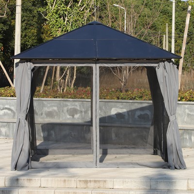 Outsunny Gartenpavillon Pavillon Partyzelt mit Seitenteilen PC Dach Alu 3 x 3 m