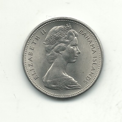 HIGH GRADE BU 1966  BAHAMAS ISLAND 25 CENT COIN-SAIL BOAT-OCT611