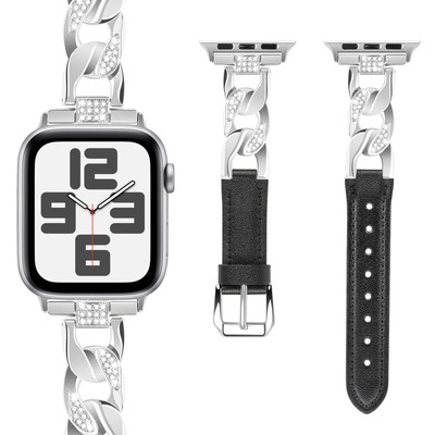 Deluxe Ultra Thin Leather+Zinc Alloy Apple Watch Band, Lightweight and Durable 