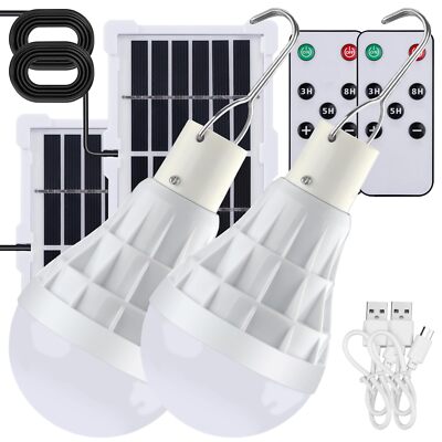 Solar Light Bulbs with Remote Timer, 130LM 4 Light Modes Solar Indoor Lights ...