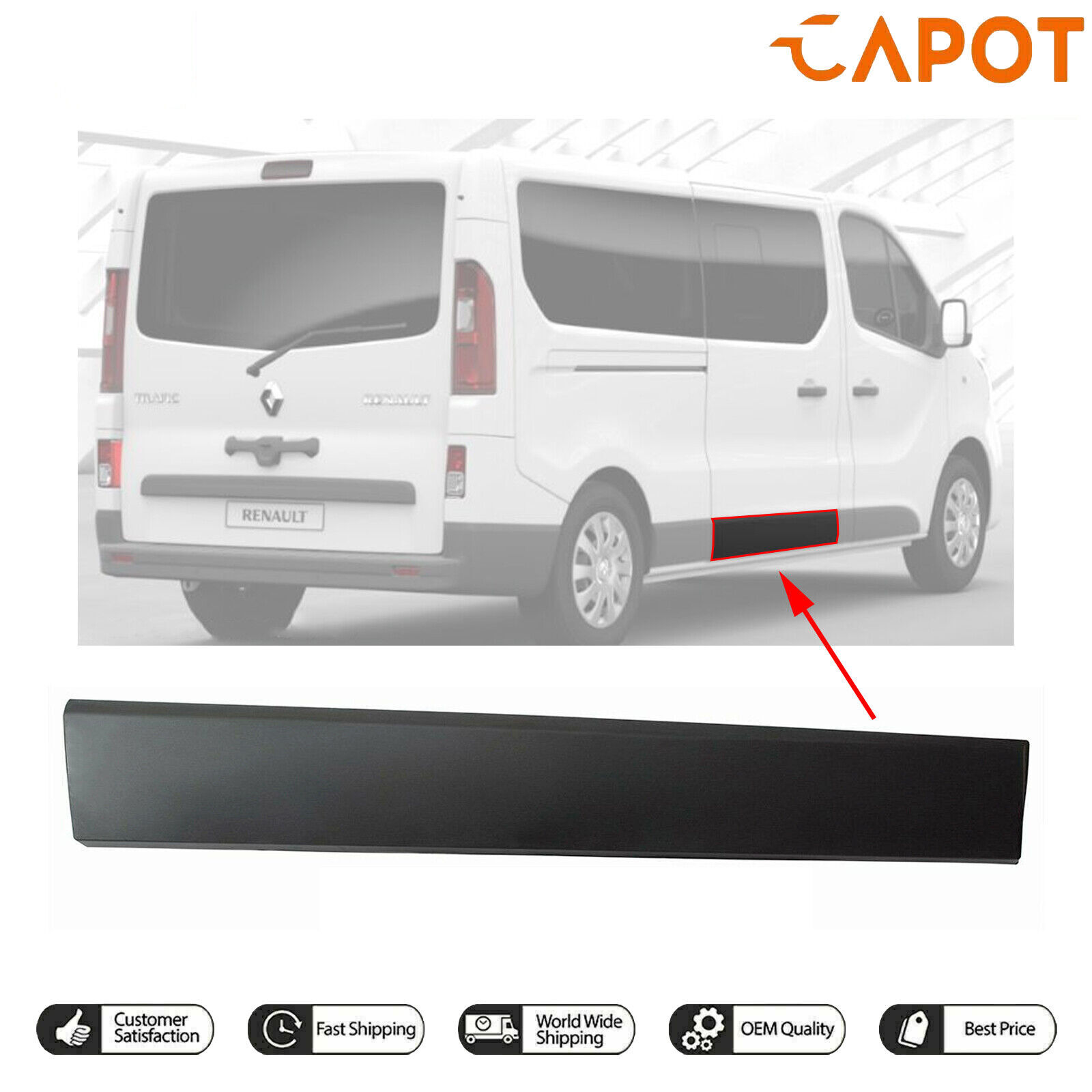 Per Opel Vivaro B MK2 Fiat Talento Modanatura lunga sul lato destro | 828208208R