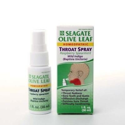 Спрей для горла Seagate Vitamins Olive Leaf (малина-мята), 1 унция спрея