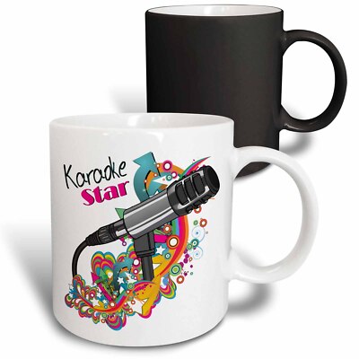 3dRose Karaoke Star Singer Mondern Colorful Pop Art Vector Mic Microphone Mug