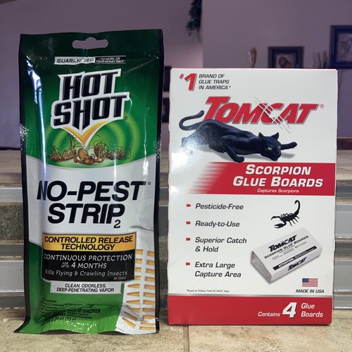 Hot Shot NO-PEST STRIP and Tomcat Scorpion Glue Board NEW/ Sealed Fast Shipping