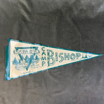 Vintage YMCA Camp Bishop - Washington State - Nylon Pennant - 18.5'' Long