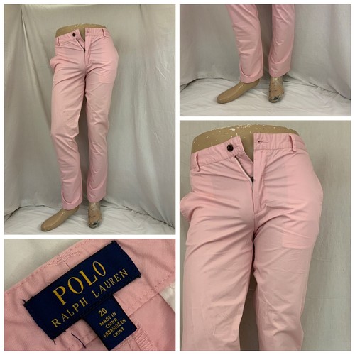 Polo Ralph Lauren Girls Pants 20 Pink Flat Front Chino 100