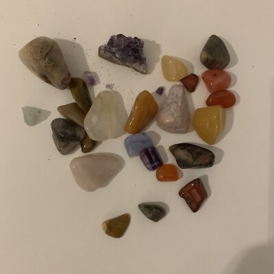Bag Pouch of Polished gemstones Rocks Stones Multi colors 25 pcs Gift