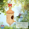 Hummingbird House, Wooden Hummingbird Houses for Outside Hanging, Humming Bird Nest Swinging, Wooden Bird Houses with Cotton, Bow, String, Gardening Gifts Decoration (3 Pack)