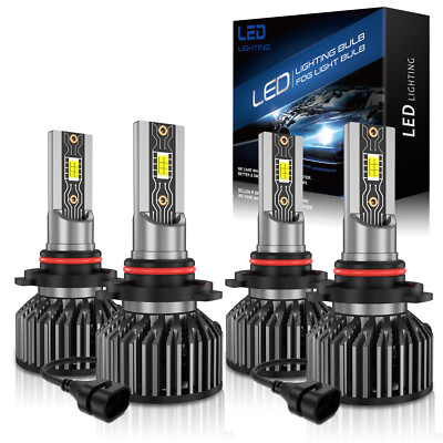 9005 9006 LED Headlights High Low Beam Bulbs 200W Super Bright 6000K Combo Pack