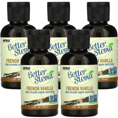Now Foods, Better Stevia (5 шт.), жидкий подсластитель с нулевой калорийностью, французский