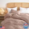 Wake In Cloud - Cotton Duvet Cover Set, Queen Size, Dusty Rose Pink, 100% Washed Cotton, Linen Like Textured, Breathable Percale Durable Comfy Farmhouse Neutral Bedding Set, 3 Pieces