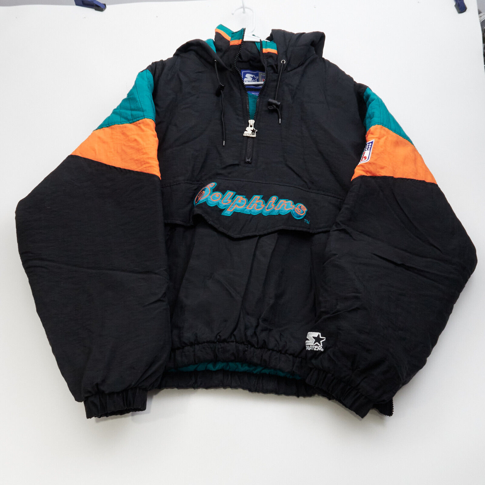 Vintage NFL Miami Dolphins Starter Jacket Half Zip with Hood Vintage NFL Miami Dolphins Starter Jacket Half Zip with Hood