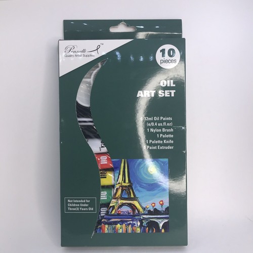 PENNELLI 10Pc Oil Pant Art Set Painting Nylon Brush Palette Knife Paint Extruder