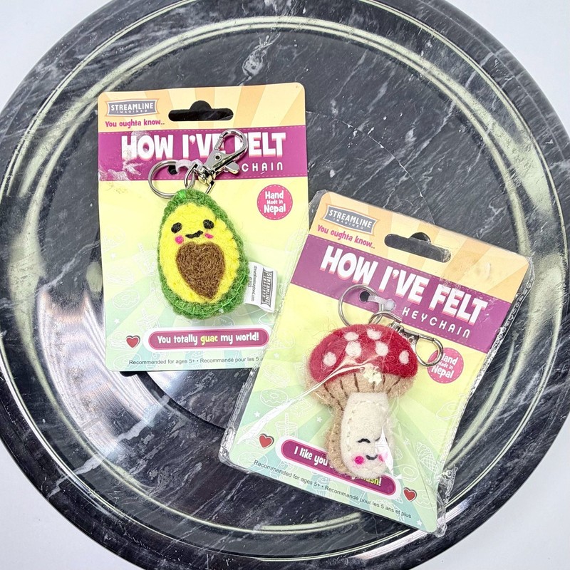 Streamline Imagined How I've Felt Handmade Felt Keychain Set (Avocado and Mushro