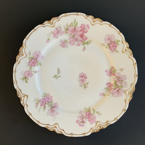 食器　HAVILAND Haviland Coupe Luncheon Plate - Pink Roses w/ Enamel