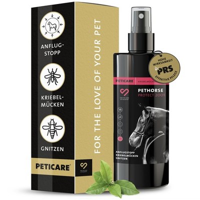 Peticare Anti-Kriebelmücken, Gnitzen Spray für Pferde | 100 ml