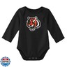 Outerstuff NFL Newborn and Infants 0-24 Months Official Primary Logo Long Sleeve Creeper Bodysuit Romper (Cincinnati Bengals - Black, 3/6 Months)