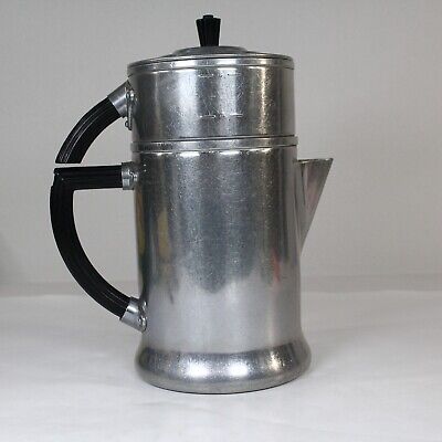 Vintage WEAR-EVER No 956 Percolator Art Deco Coffee Pot 1930s Bakelite Handle