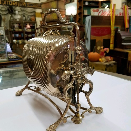 D&A EPNS Antique VictorianFolding Biscuit Food Server NICKLE SILVER Sterling Box