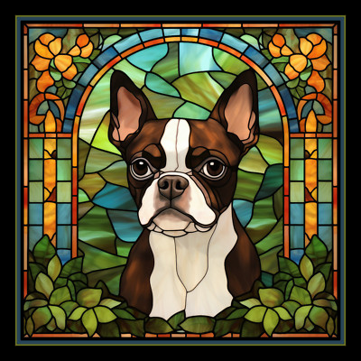 Brown Boston Terrier Dog Large Refrigerator Magnet