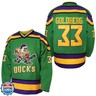 EETUG Mighty Ducks Jersey #96 Charlie Conway #99 Adam Banks #33 Greg Goldberg #66 Gordon Bombay Movie Hockey Jersey White Green (33 Green, Small)
