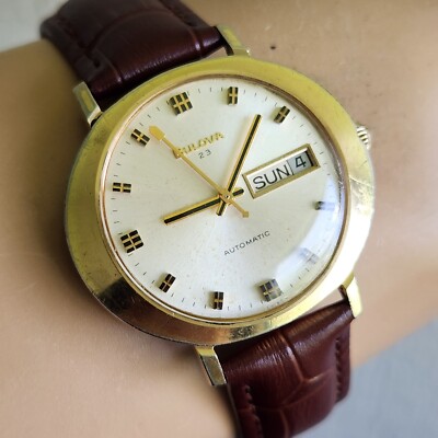 vintage bulova 11aoacb mens automatic watch daydate 23jewels 1973 265677743106
