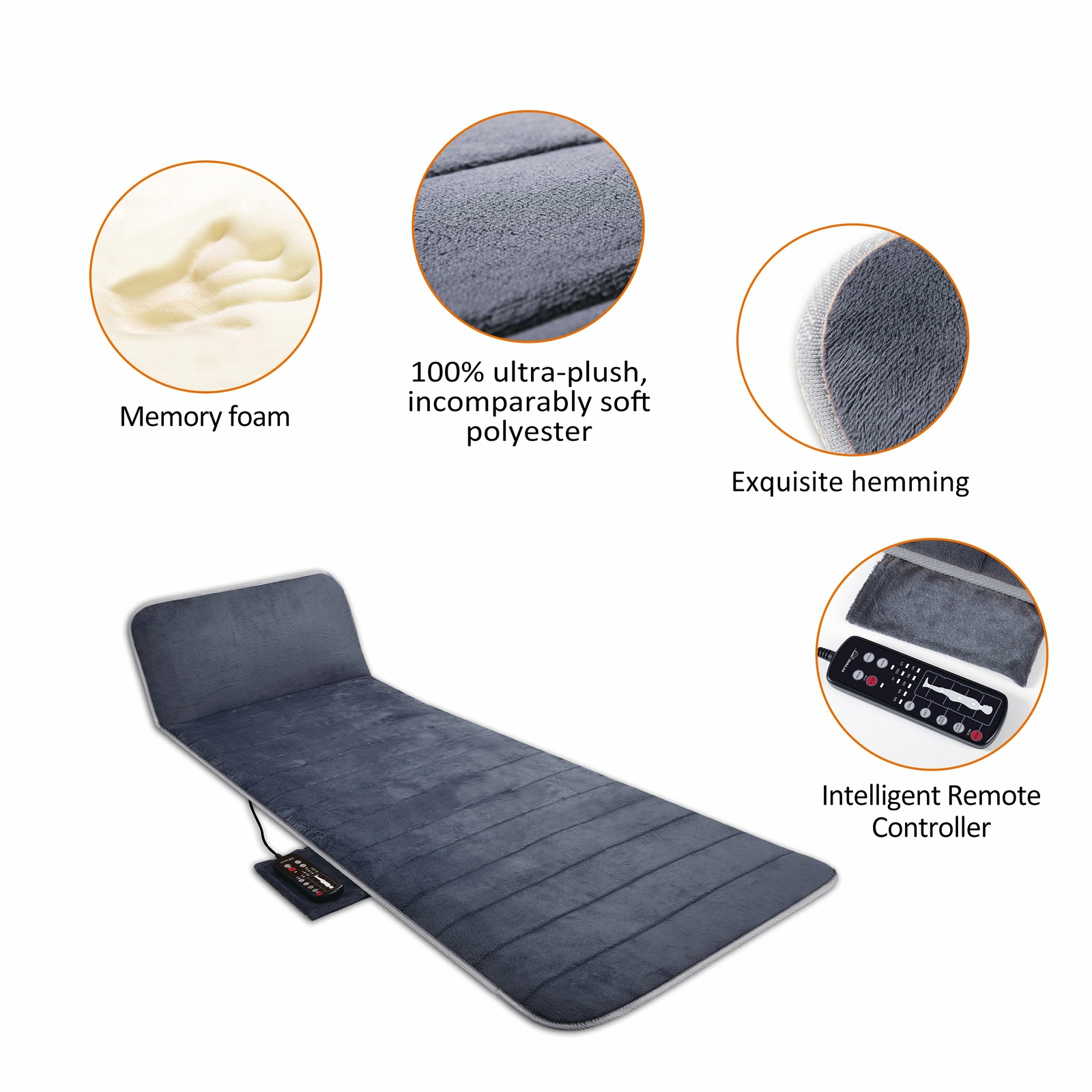 Snailax Vibration Massage Mat Seat Cushion with Heat, Memory Foam Cushion Seat