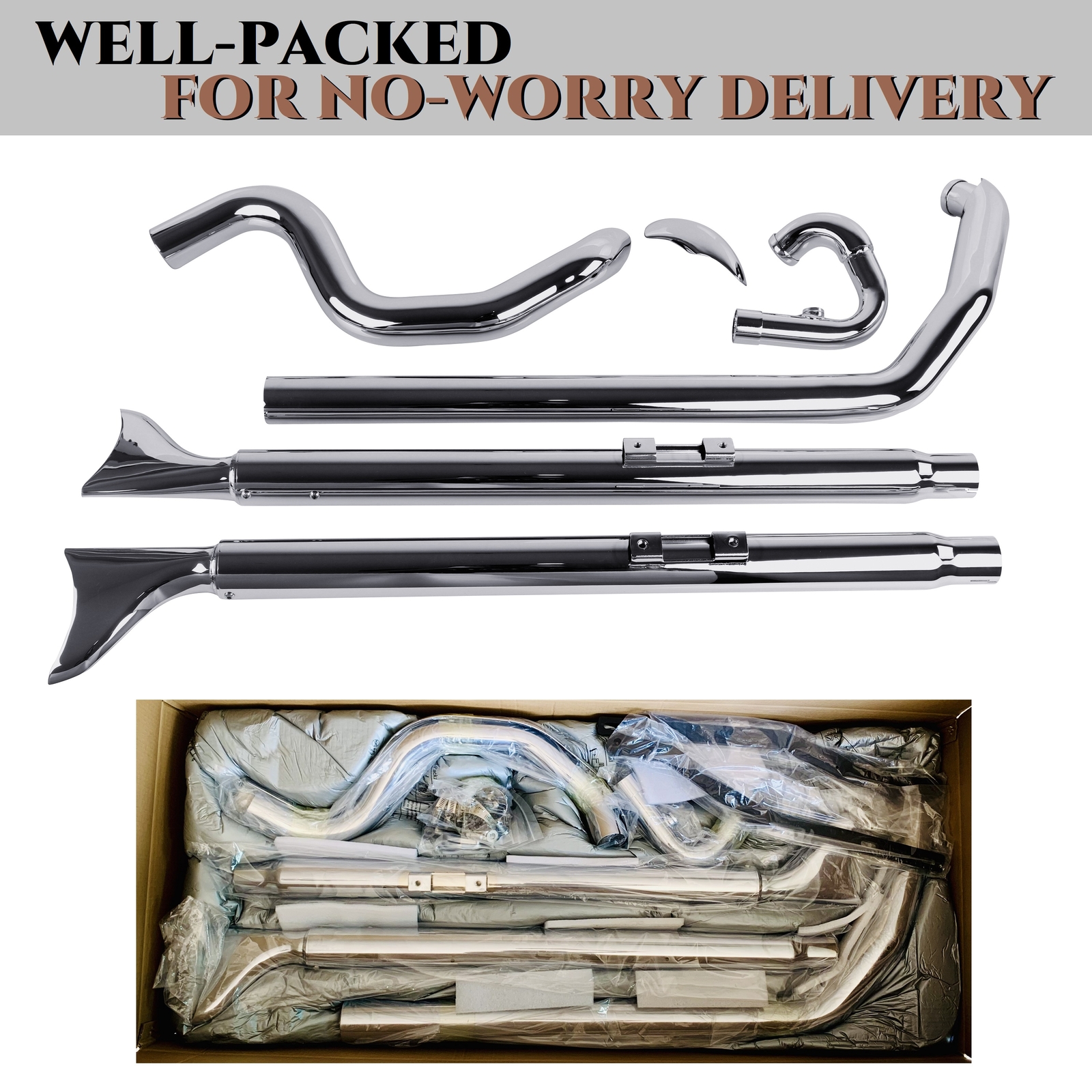 True Dual Fishtail Exhaust for Harley Softail 2000-2017, 36in