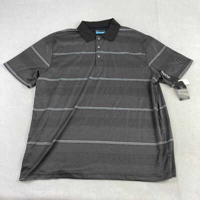 PGA Tour Golf Polo Shirt Mens Big & Tall 2X Gray Striped Performance Stretch NWT