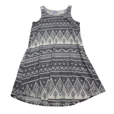 Francescas Dress Women Large Casual Lightweight Tribal Print Sleeveless Swing