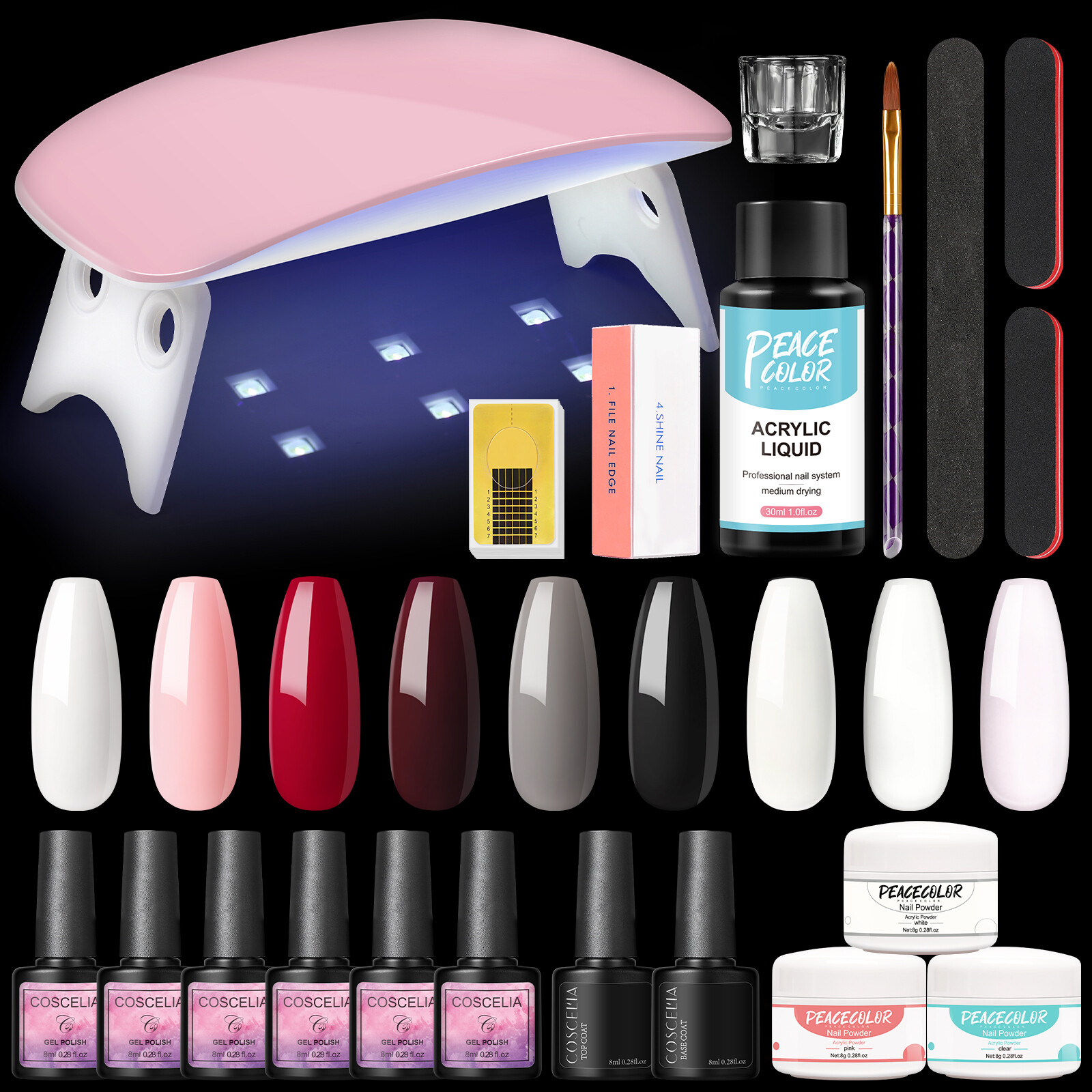Gel Nail Polish Kit Starter Set With 6W Lamp Acrylic Powder Liquid Set Nail Art
