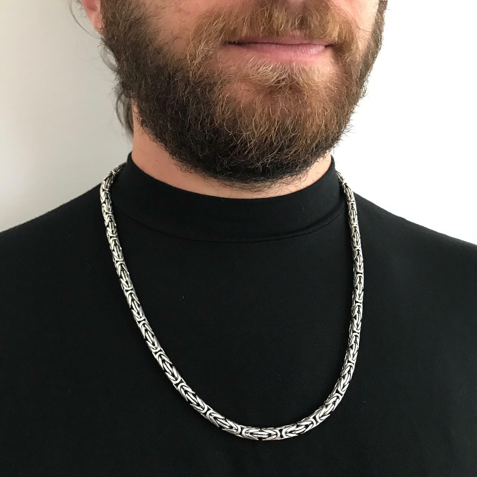 Pre-owned Handmade Mens Bali Byzantine Woven Chain Necklace 6.5mm 115gr 26inch 925 Sterling Silver