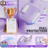 for AirPods 4 Case with Phone Stand, Auto Open,Secure Lock Cases Compatible with Apple Airpods 4th Generation 2024, Drop-Proof Hard Cover with Cleaner and Keychain for Women Girly, Purple